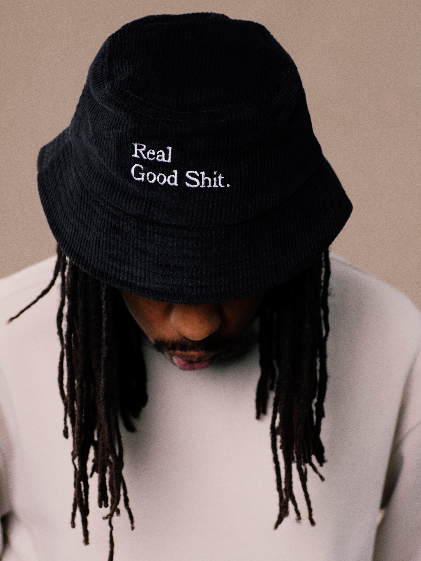 Real Good Shit Corduroy Bucket Hat (Black)
