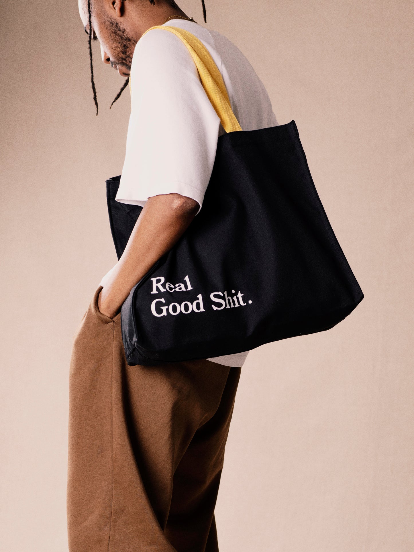 Real Good Shit Canvas Tote Bag (Black)