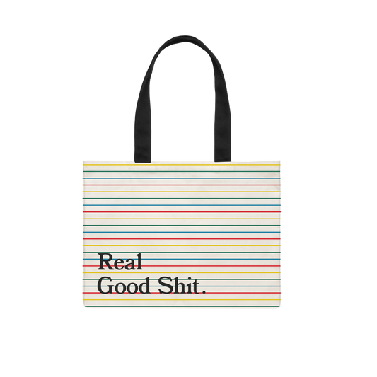 Real Good Shit Canvas Tote Bag (Striped)