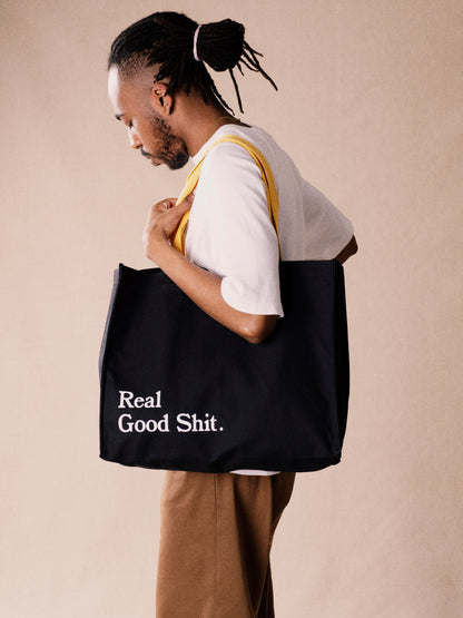 Real Good Shit Canvas Tote Bag (Black)